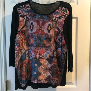 Hannah black multicolor shirt size petite medium